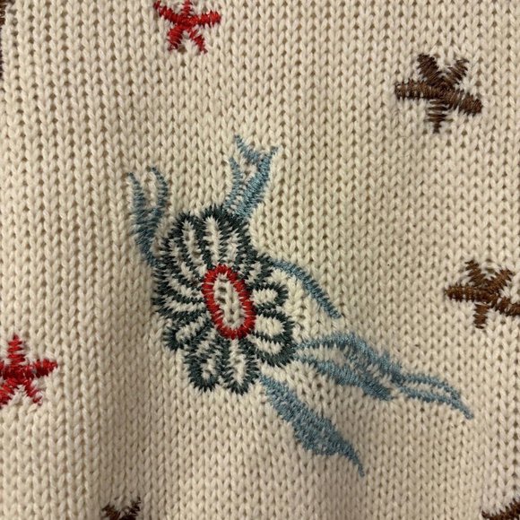 WOMEN'S ALLY OOPS FLOWER PULLOVER SWEATER ~ SMALL. Oversized Beachcore - Picture 3 of 11